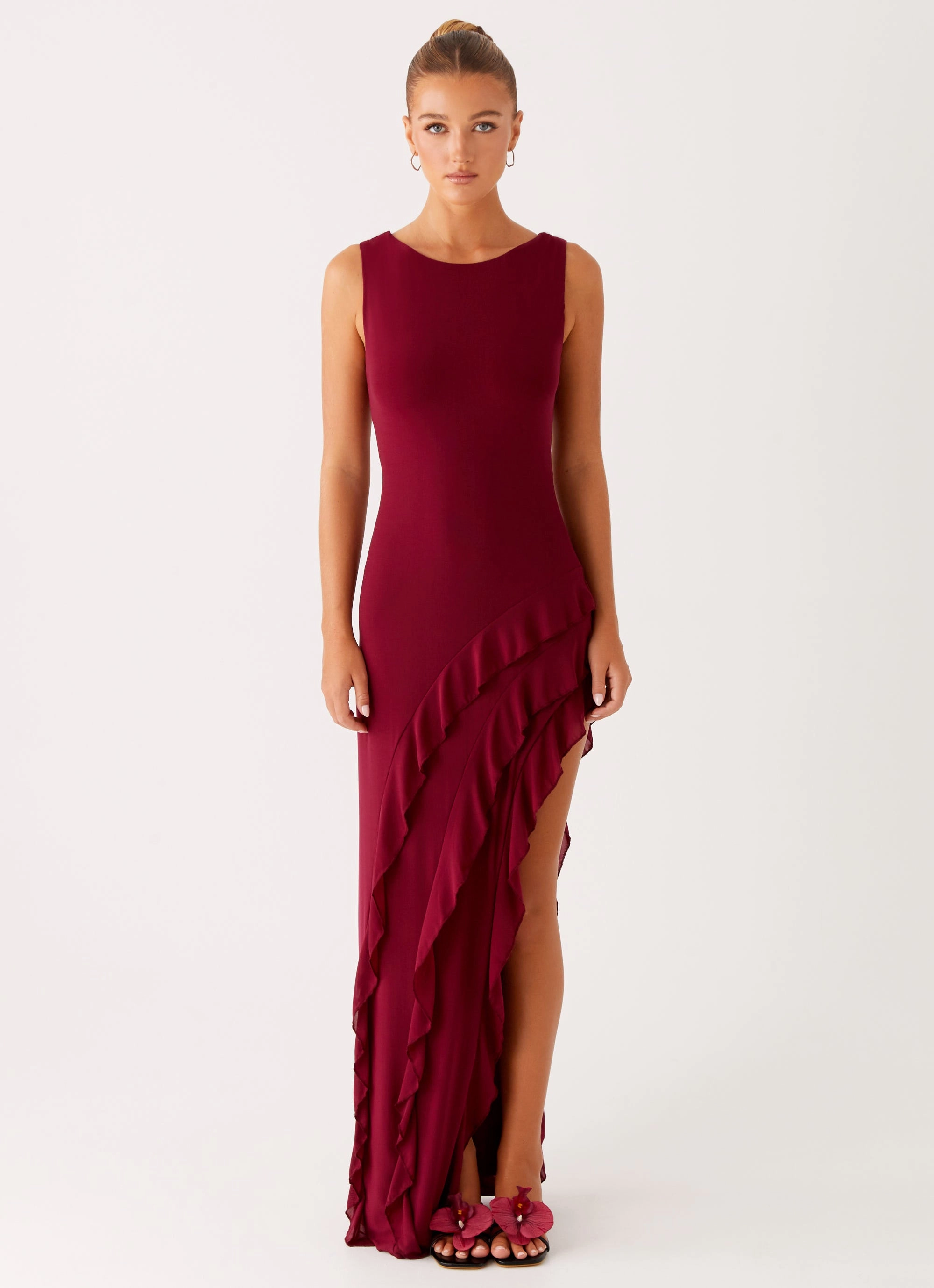 Hendrix Maxi Dress - Raspberry Wine Sleek Cut Feminine Layers