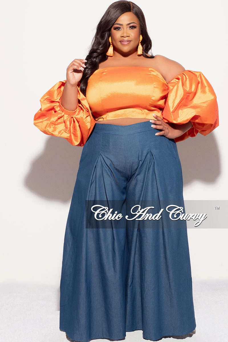 Final Sale Plus Size Wide Leg Pants in Dark Denim Comfort Focused