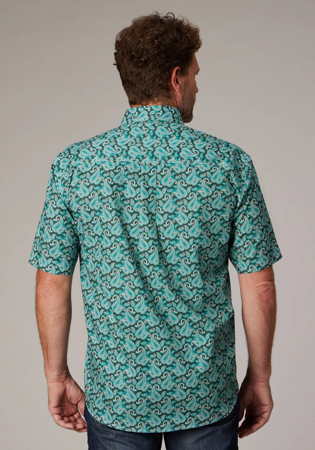 Roper Mens 2018 Paisley Jade 100% Cotton 1 Pkt S/S Shirt Functional Design
