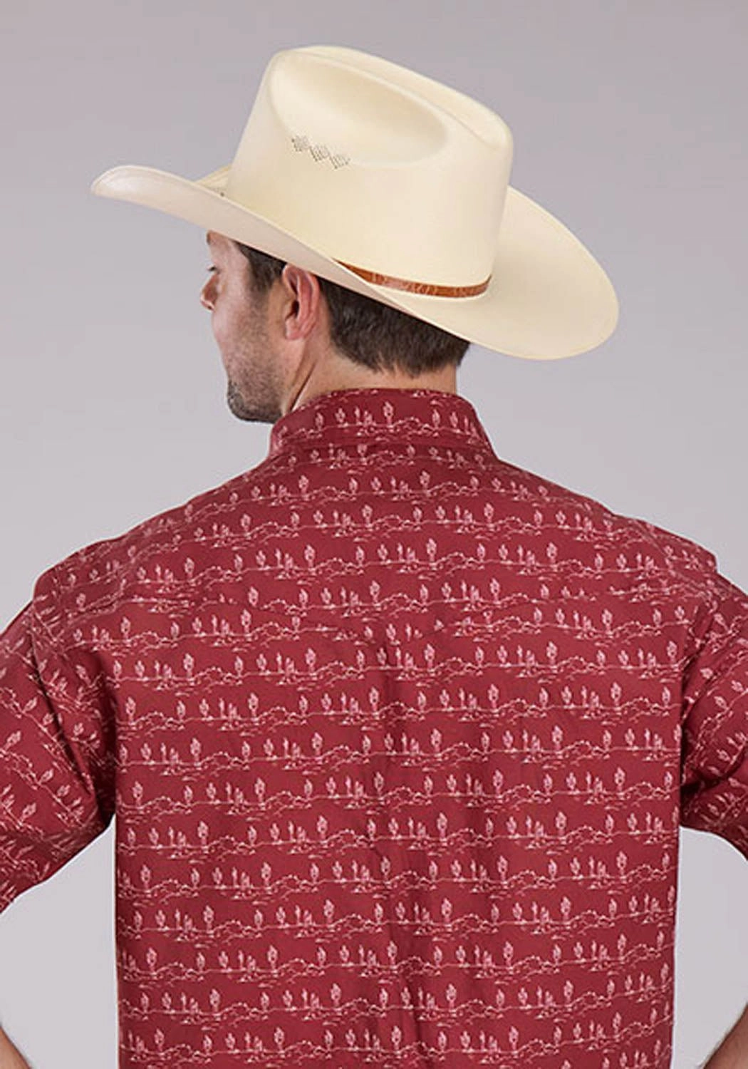 Roper Mens 2464 Desert Stripe Red 100% Cotton S/S Shirt Subtle Details