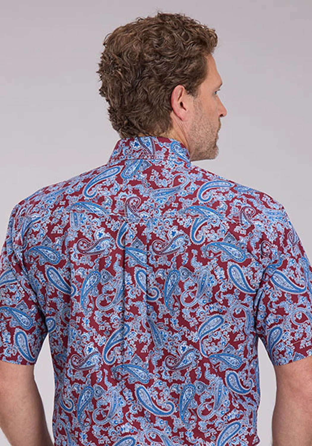 Comfortable Fabric Oversized style Roper Mens 2496 Heritage Paisley Wine/Blue 100% Cotton 1 Pkt S/S Shirt