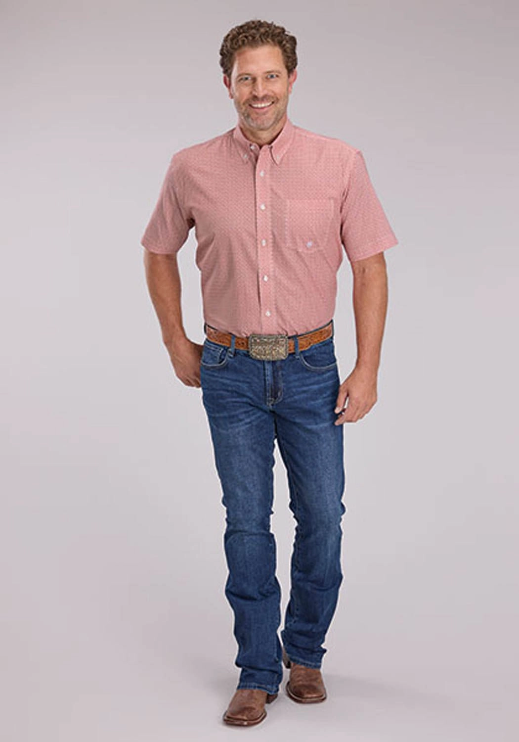 Sophisticated Elegance Roper Mens 2500 Saltillo Foulard Rust 100% Cotton 1 Pkt S/S Shirt