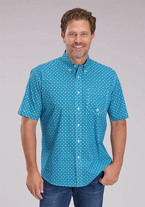 Roper Mens 2503 Bluebird Foulard Blue 100% Cotton 1 Pkt S/S Shirt Eco-friendly Everyday Essential