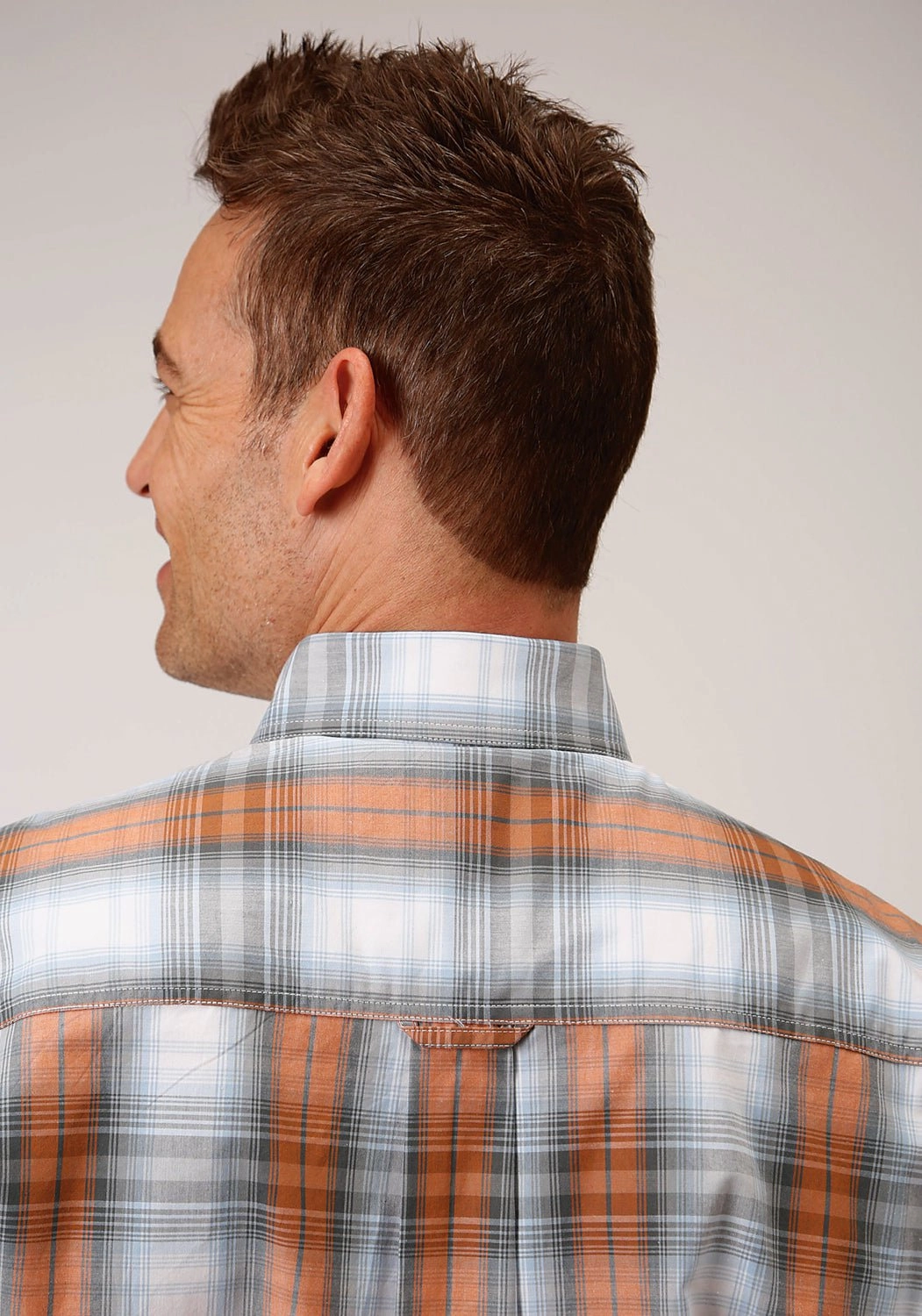 Roper Mens Grey 100% Cotton Dusk Ombre BD S/S 1 Pkt Shirt Versatile Clothing