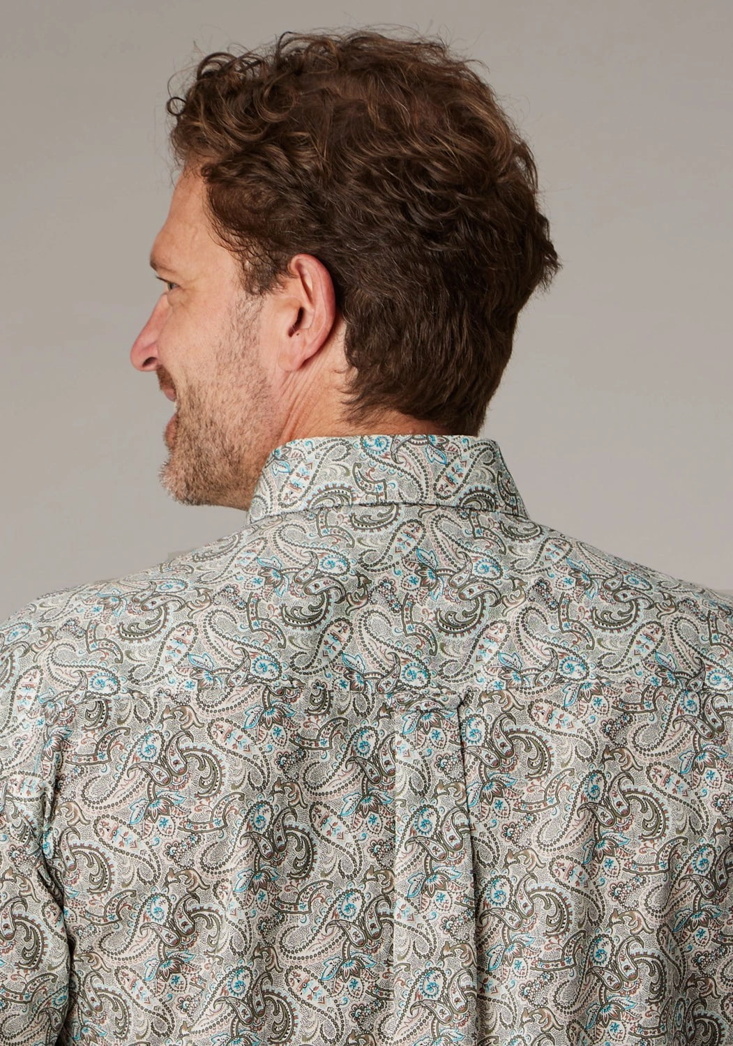 Roper Mens Sand Dune Paisley Brown 100% Cotton 1 Pkt S/S Shirt Sleek Silhouette Button front