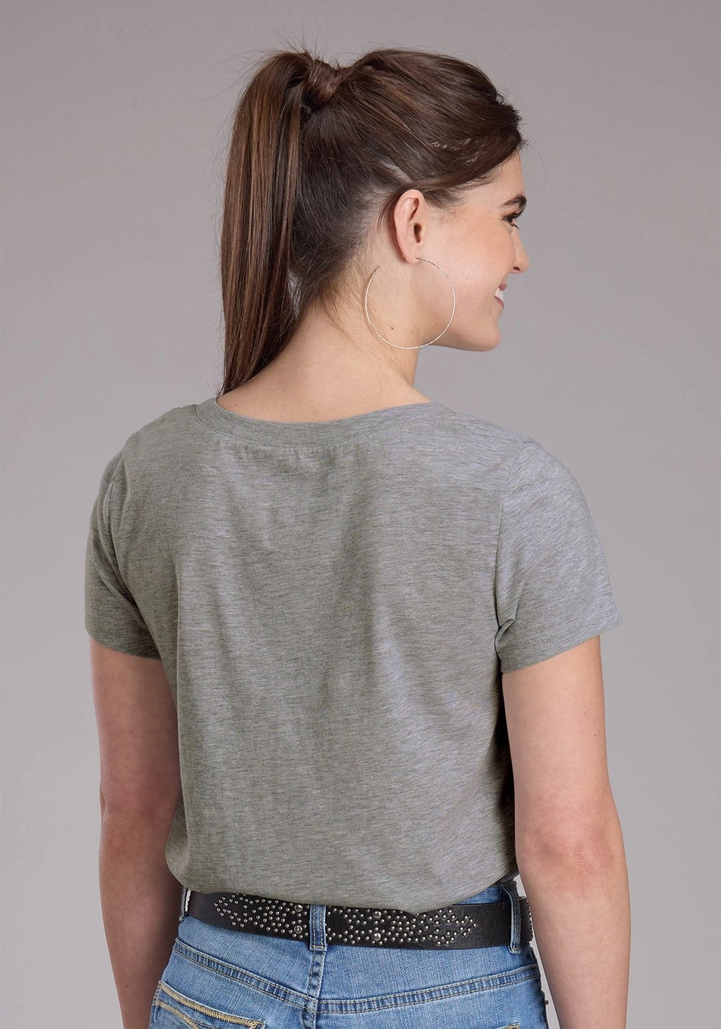 Loose style Roper Womens 2448 This Succs Grey Cotton Blend S/S T-Shirt