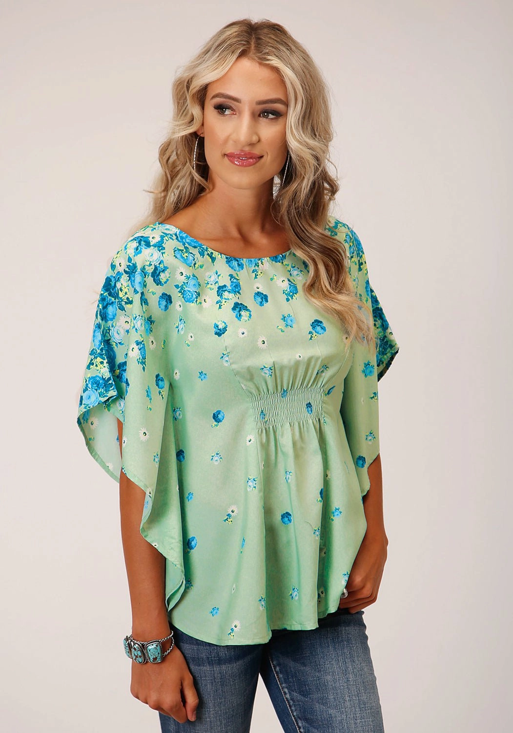 Roper Womens Summer Floral Sage Polyester S/S Blouse Fashion staples Personalized Touch