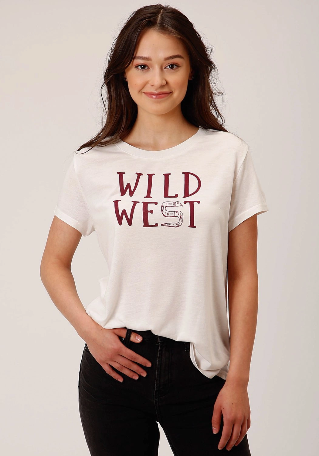 No Bulk Layering System Layering Essential Roper Womens Wild West Ivory Poly/Rayon S/S T-Shirt