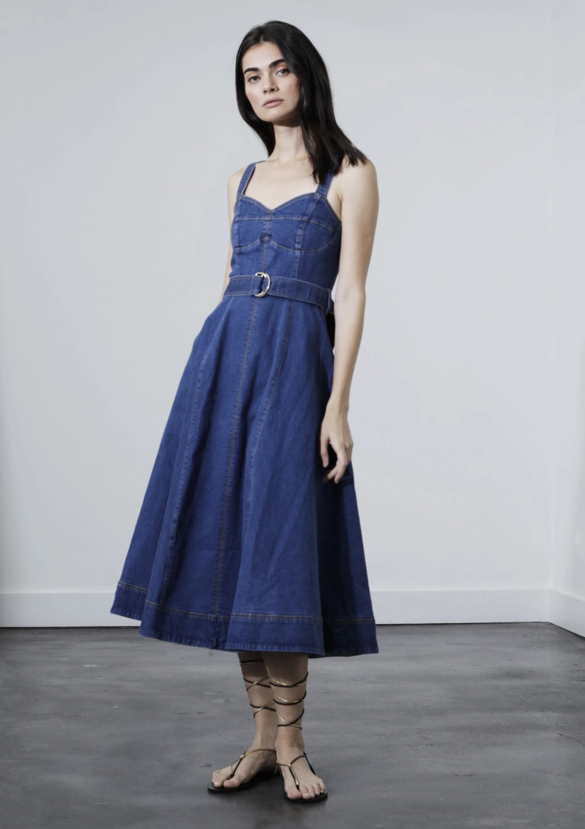 Rosanne Midi Denim Dress Natural Fit