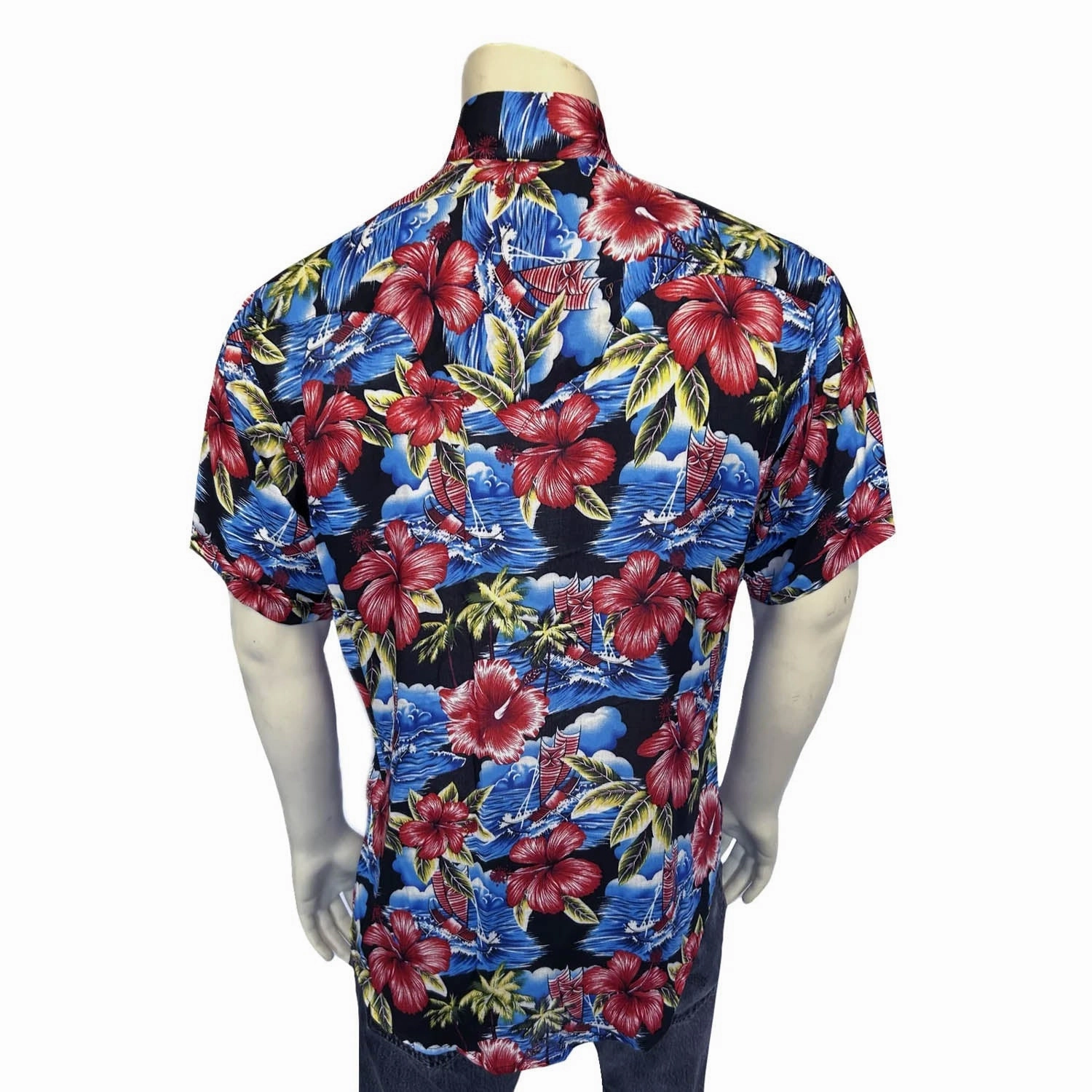 Gender Neutral Slim Silhouette Rockmount Mens Hawaiian Print Western Purple 100% Rayon S/S Shirt