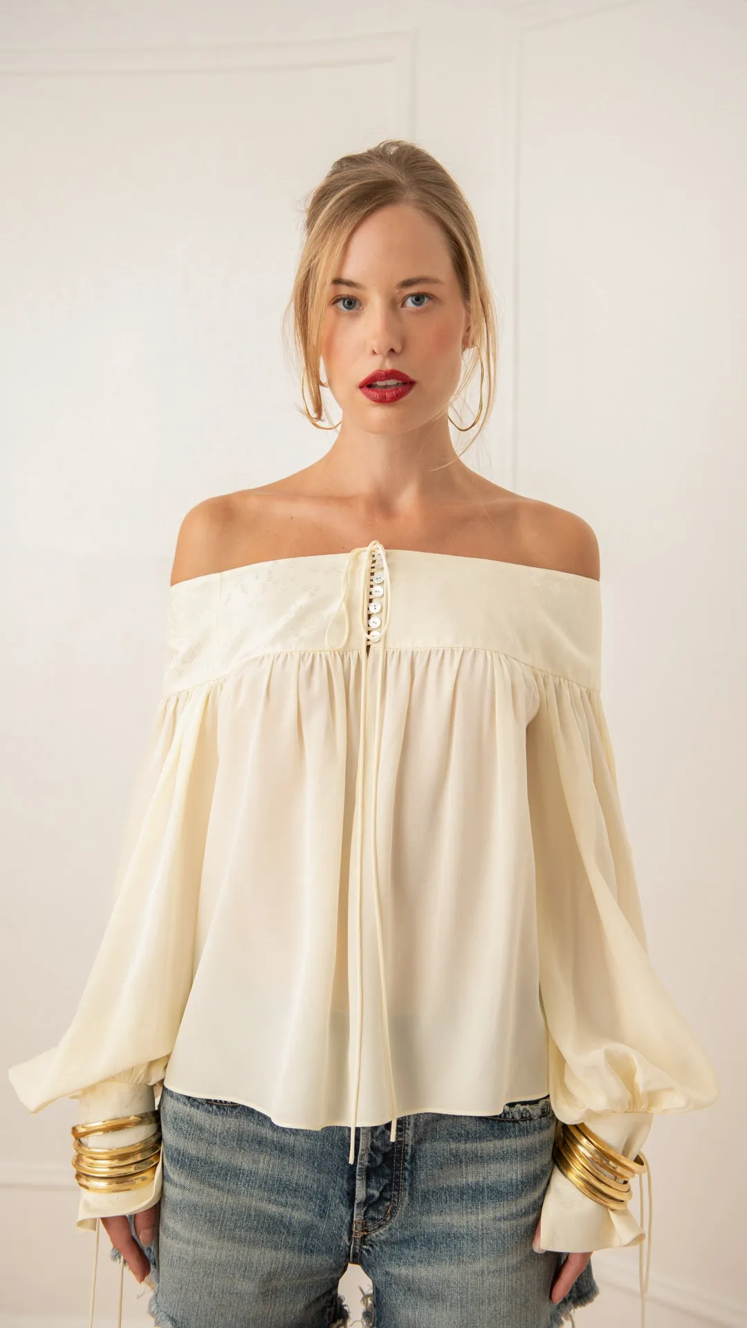 Enchanted Silk Poet Blouse Modest Light Flattering Style Fit