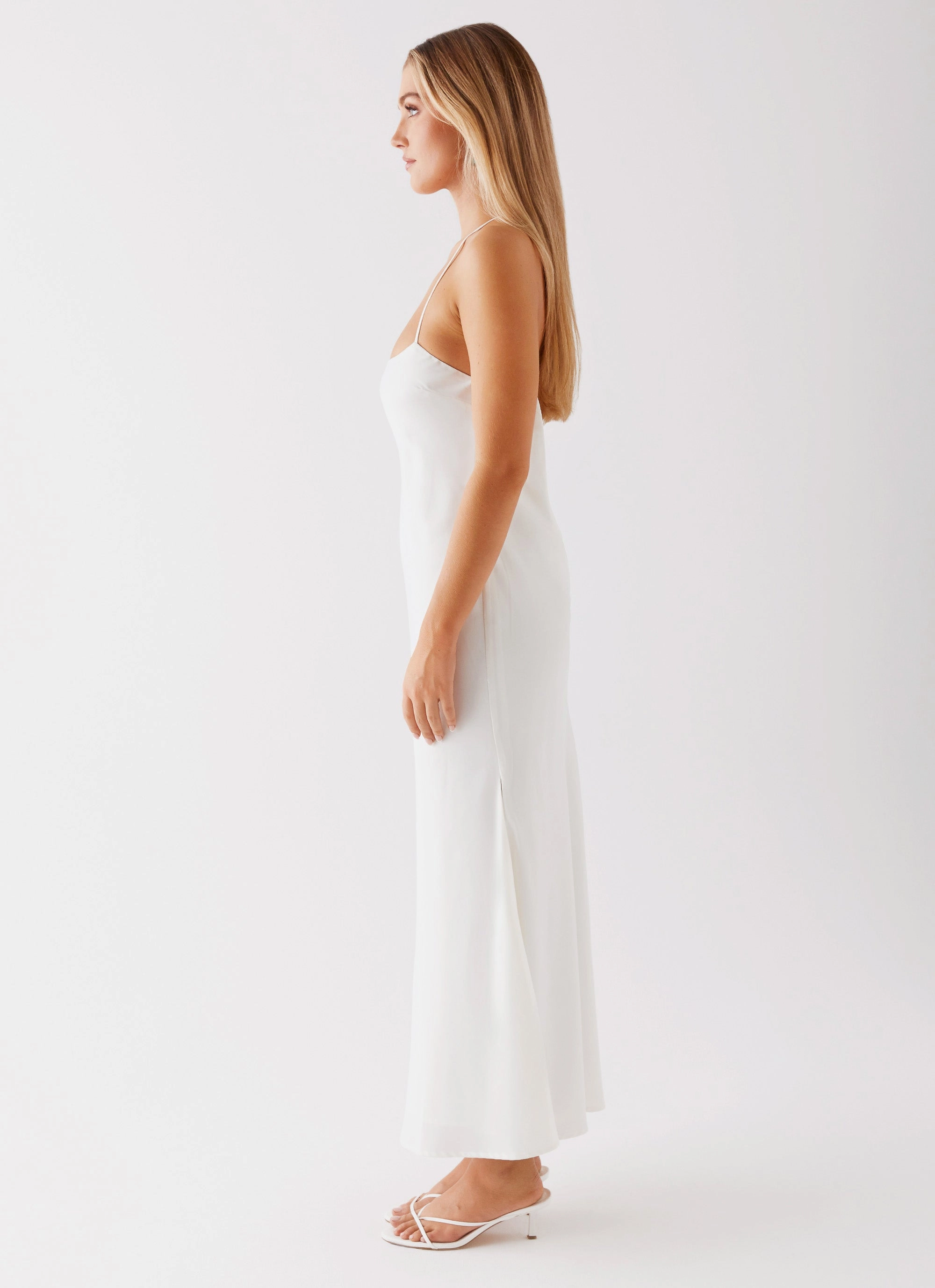 Runway Royalty Maxi Dress - White Influencer-Approved Slit-Hem