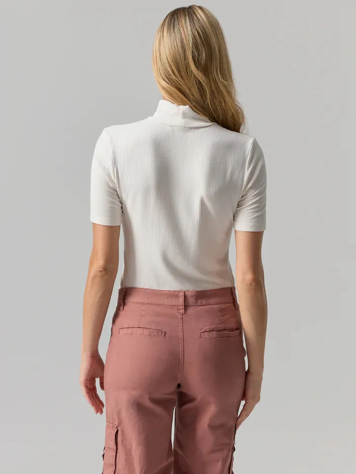 Sanctuary Essential Short Sleeve Mock Neck summer top AntiPill Finish