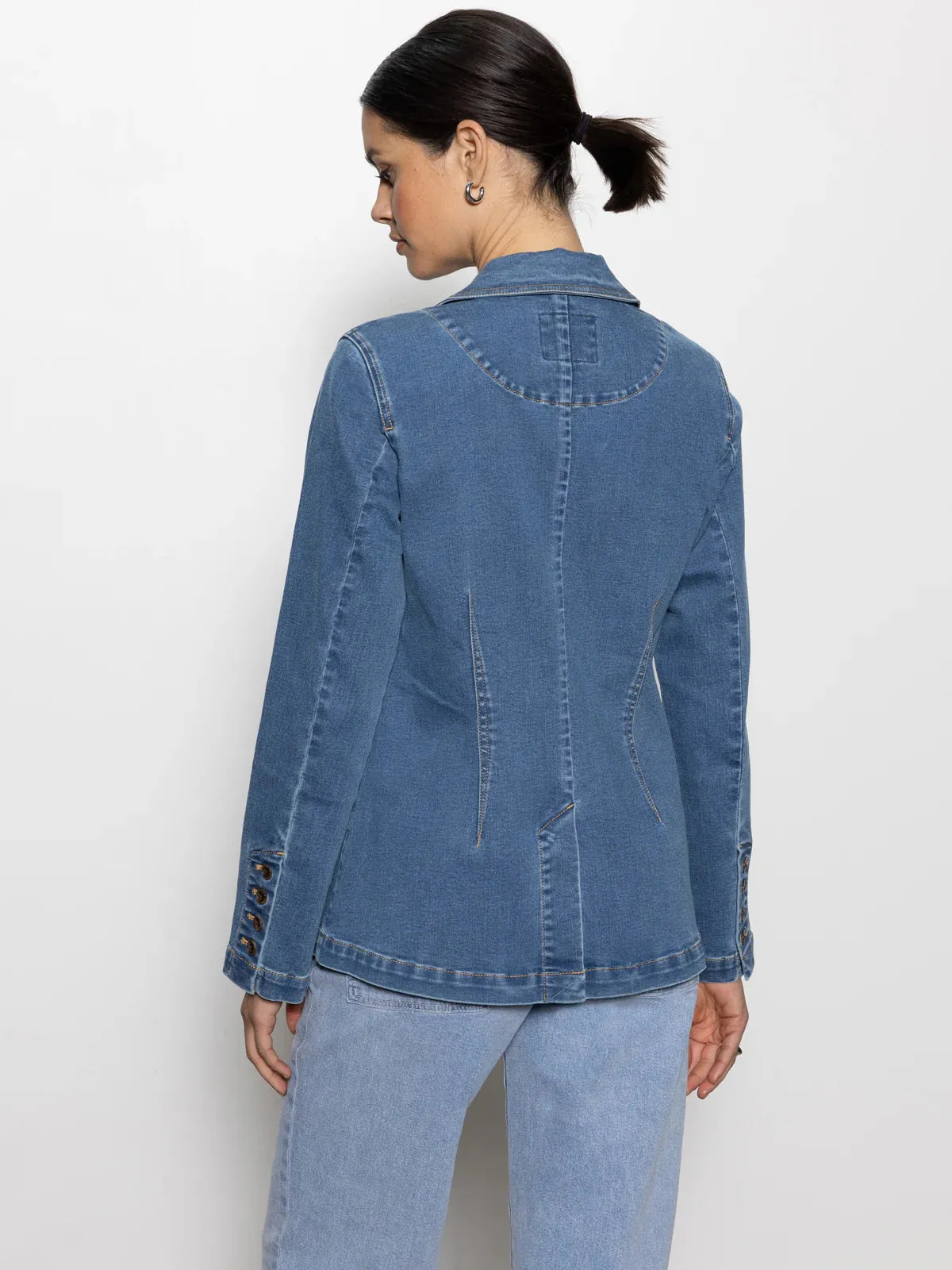 Reinforced Elbows Sanctuary Sculpted Denim Blazer