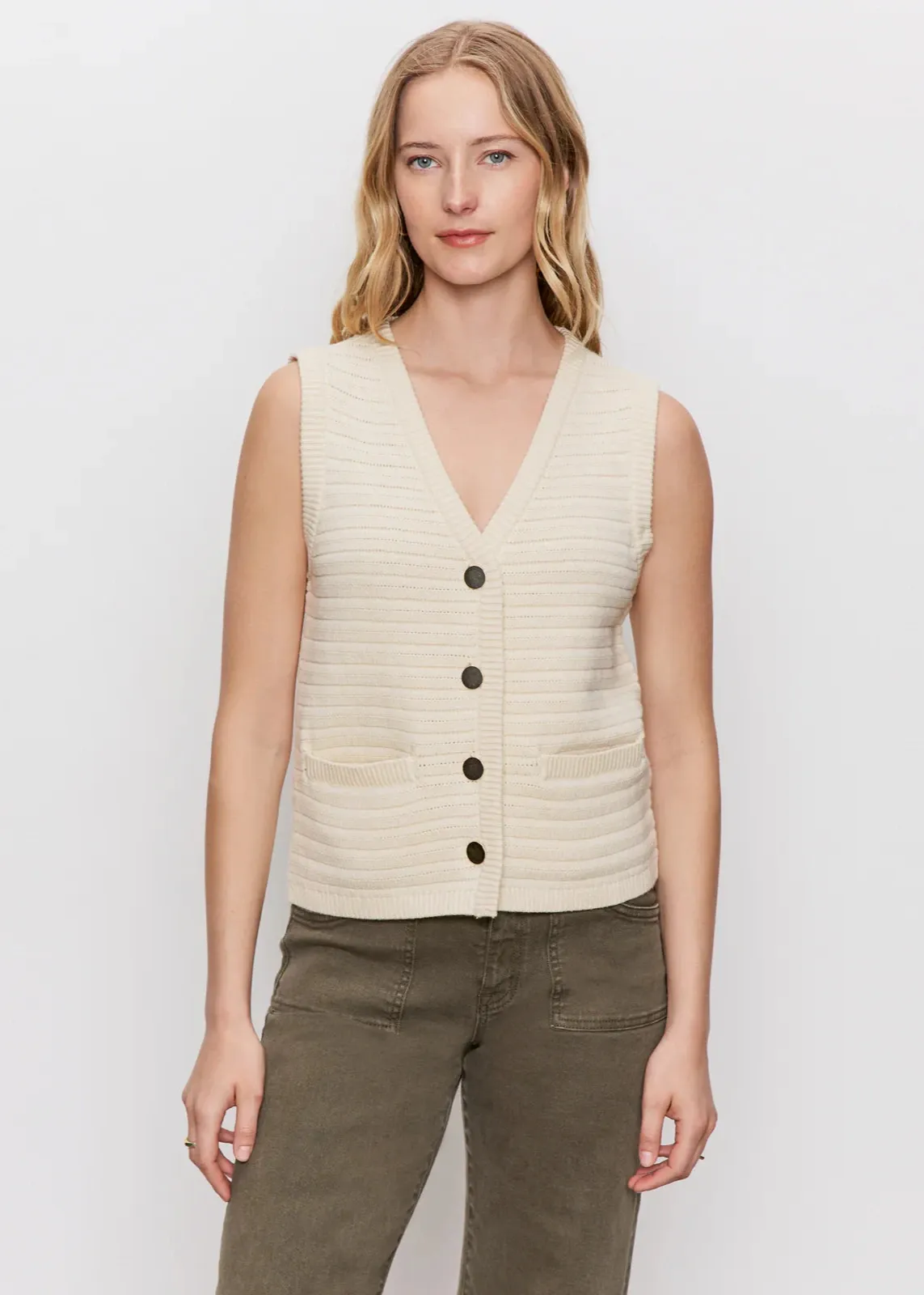 Sanctuary Textured Sweater Vest Macrame Relaxed Layer