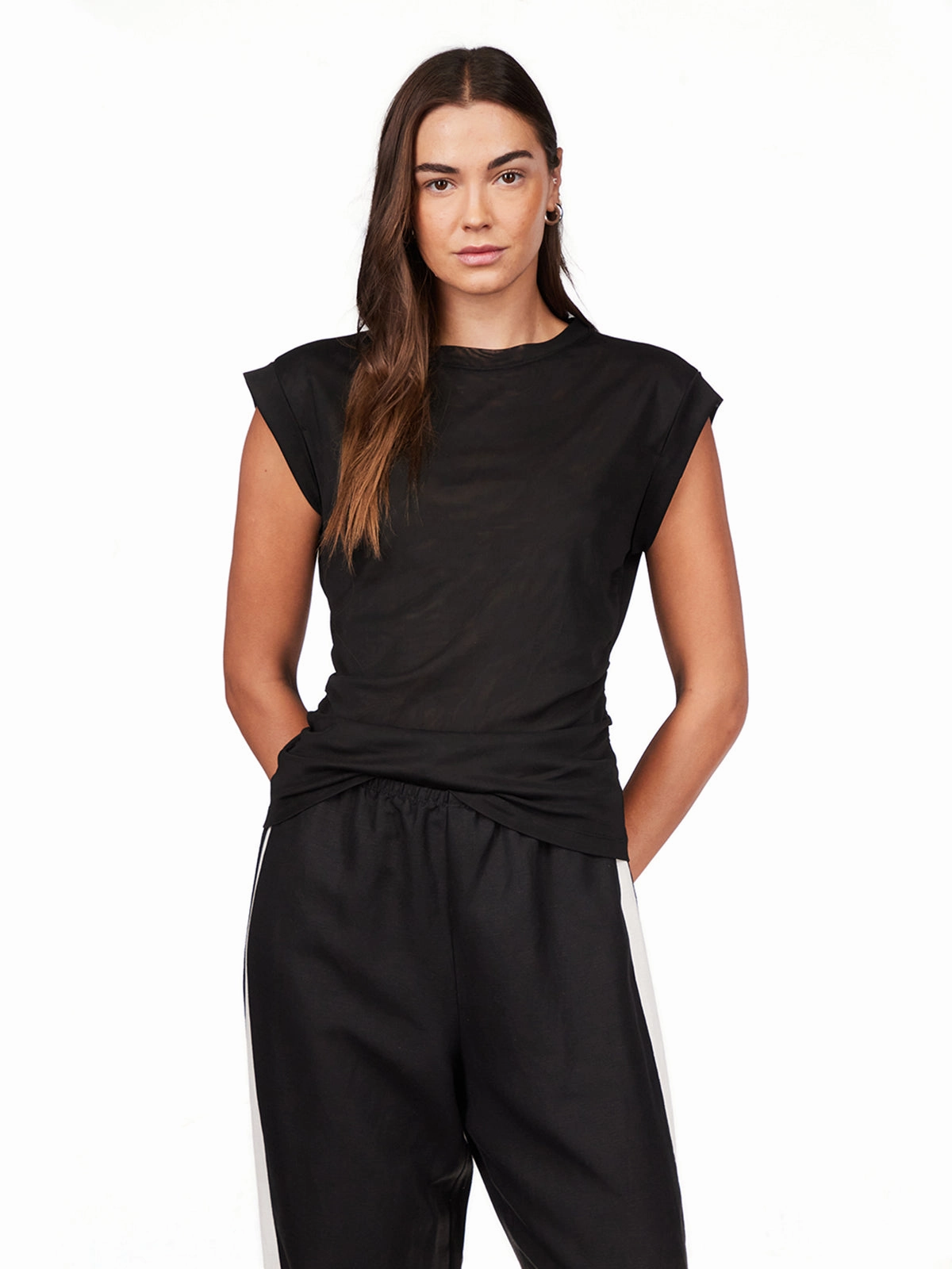 Sanctuary Charisma Dolman Mesh Tee - Black Self Cleaning Coating