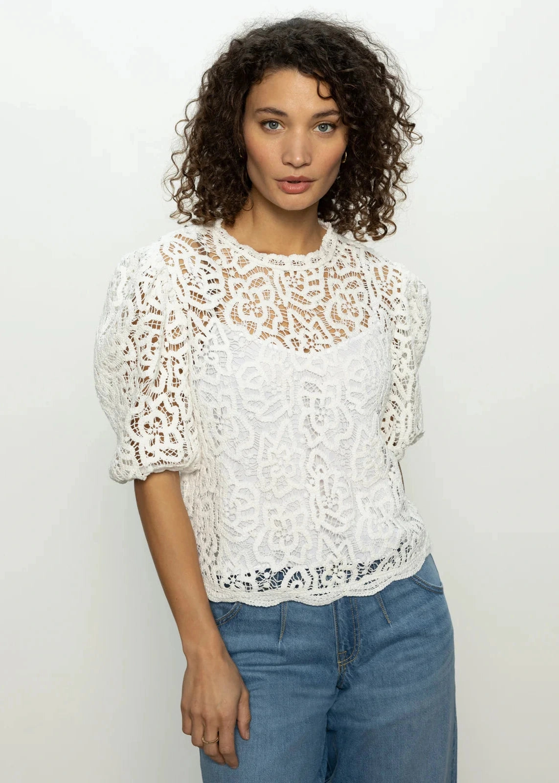 DoubleLayeredCollar Breathable Mesh Back Sanctuary Cherished Lace Tee
