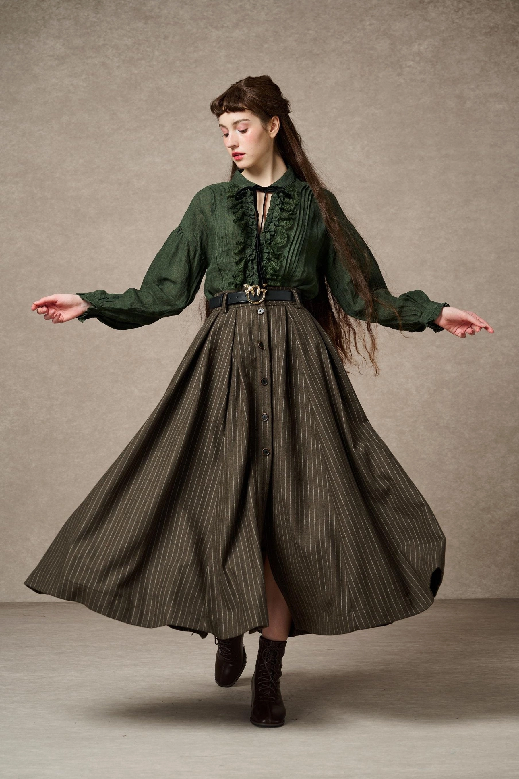 Santal 3 | Striped Wool Skirt Seamless Stitch Construction