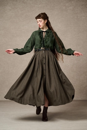 Santal 3 | Striped Wool Skirt Relaxed Comforted