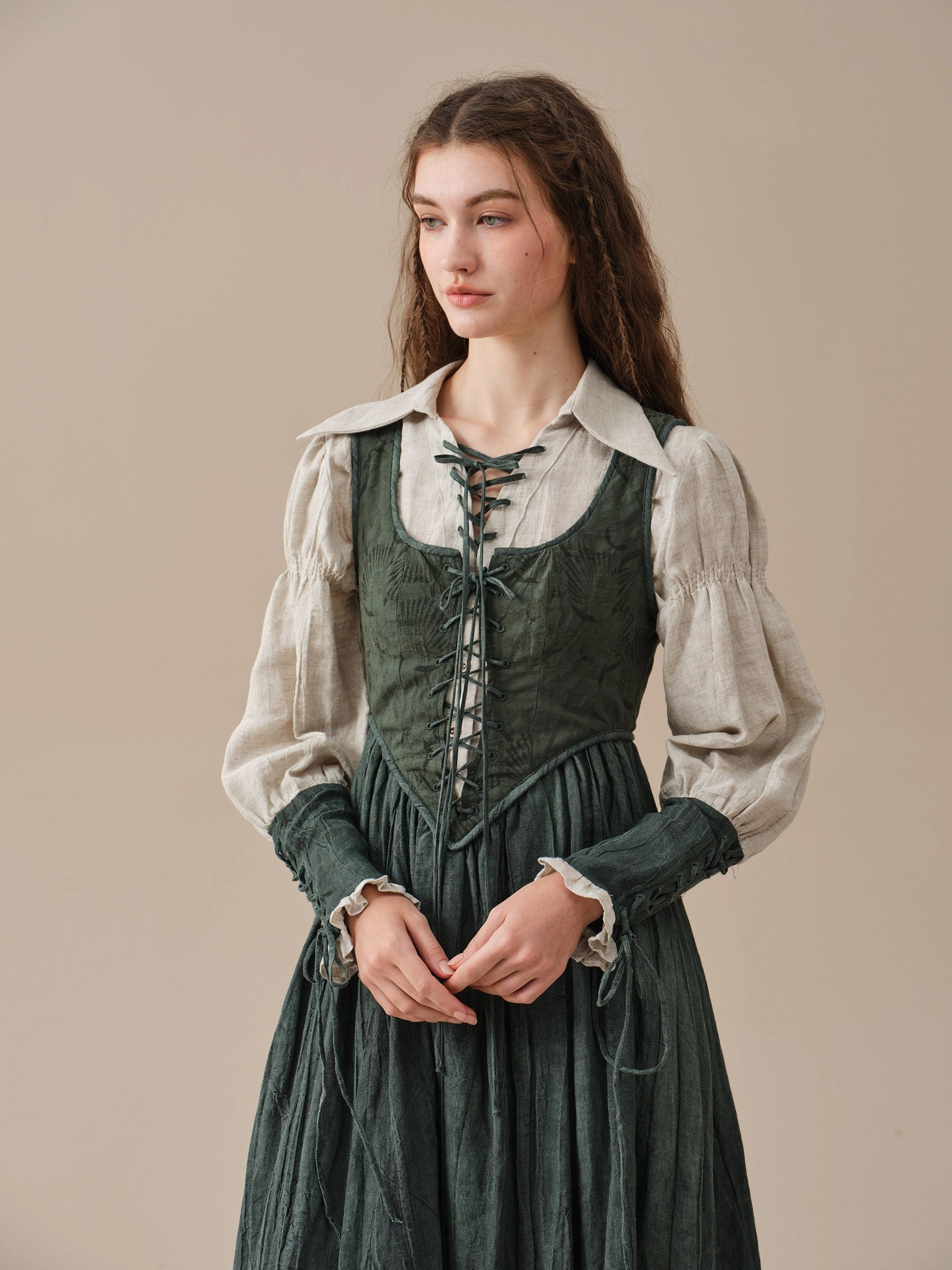 Texture Tone Lounge Outfit SARAH 17 | LACE-UP LINEN SHIRT