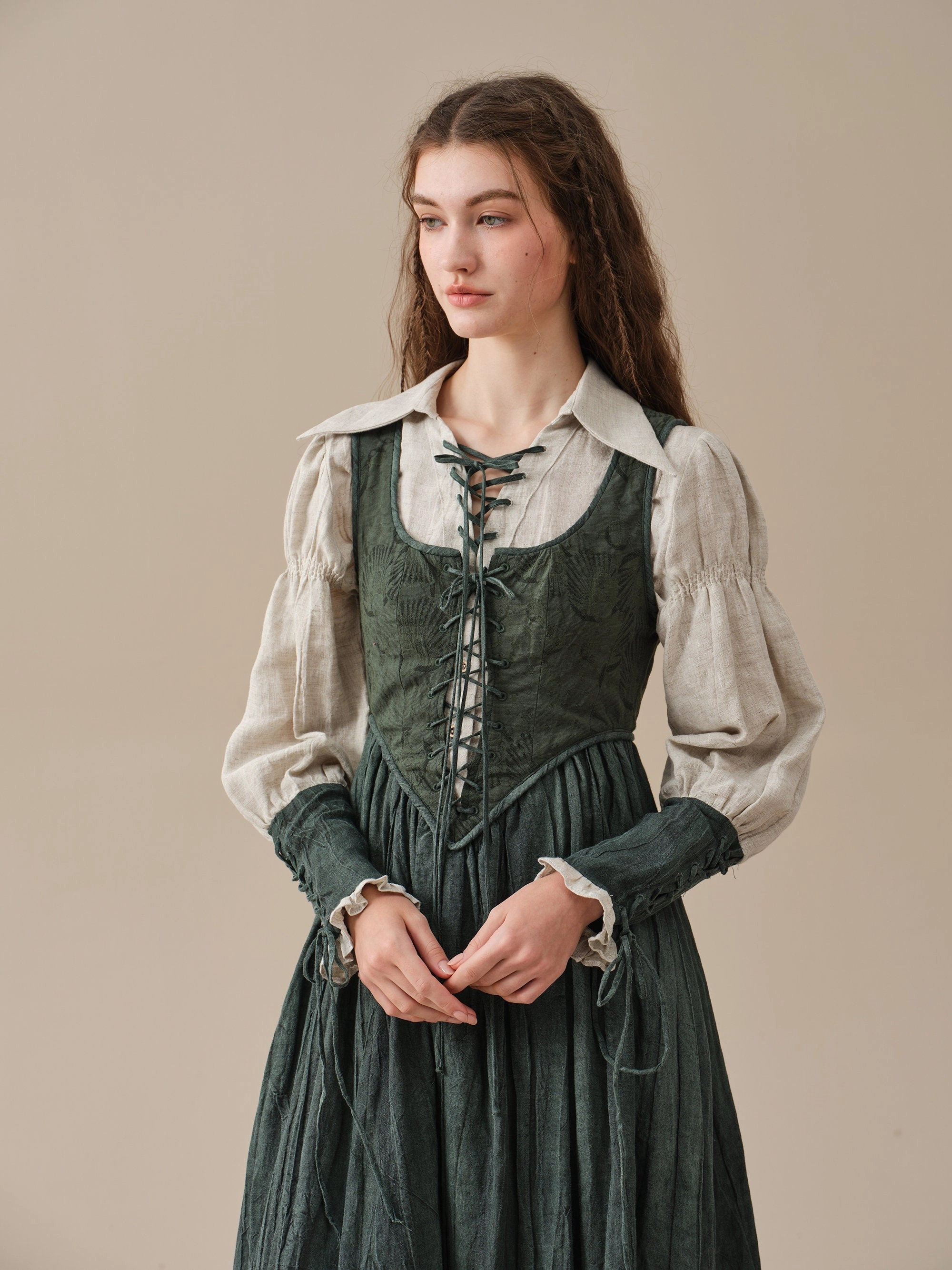 SARAH 17 | LACE-UP LINEN SHIRT smooth zipper