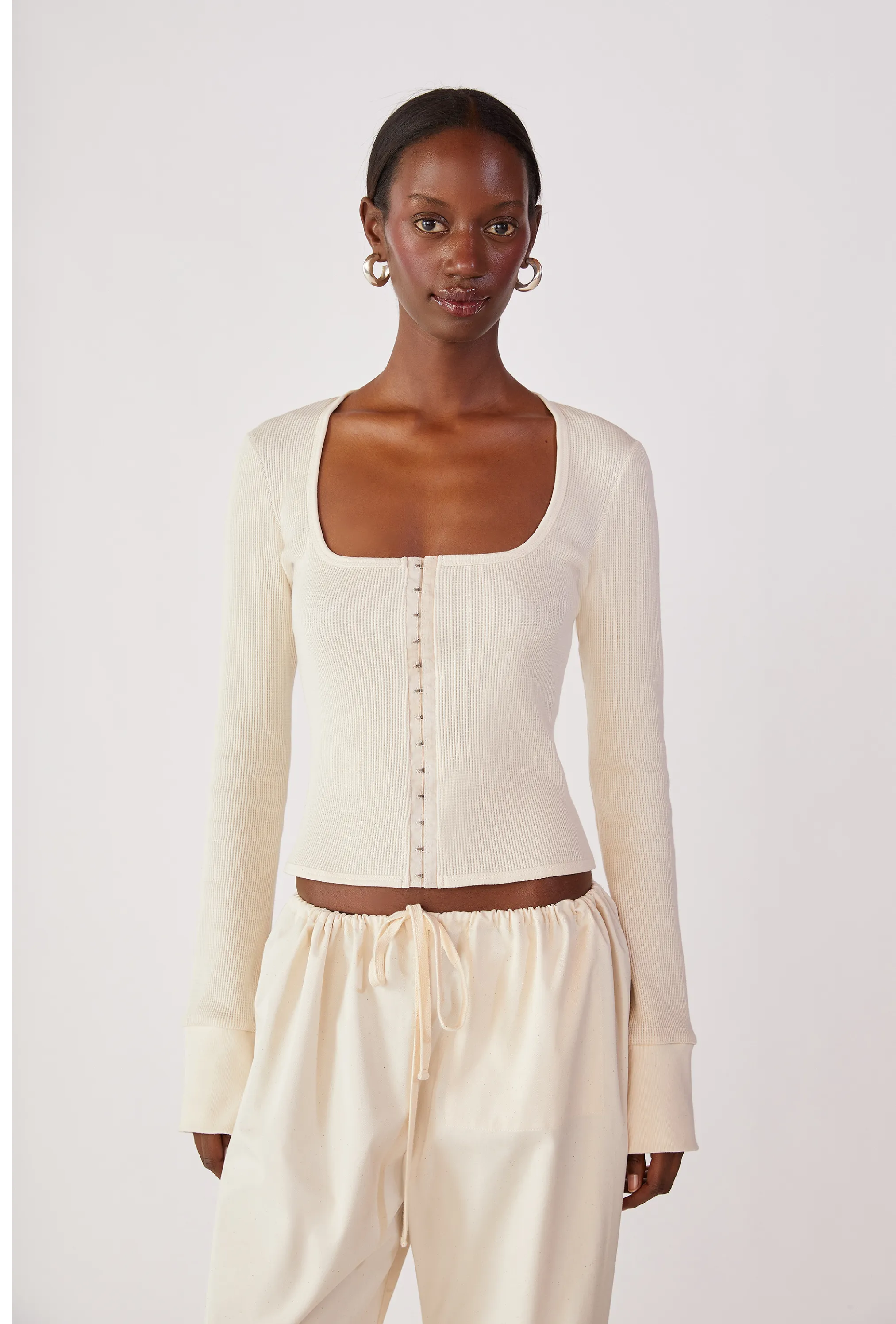 Waffle Knit Top Smart and Relaxed Subtle Flow