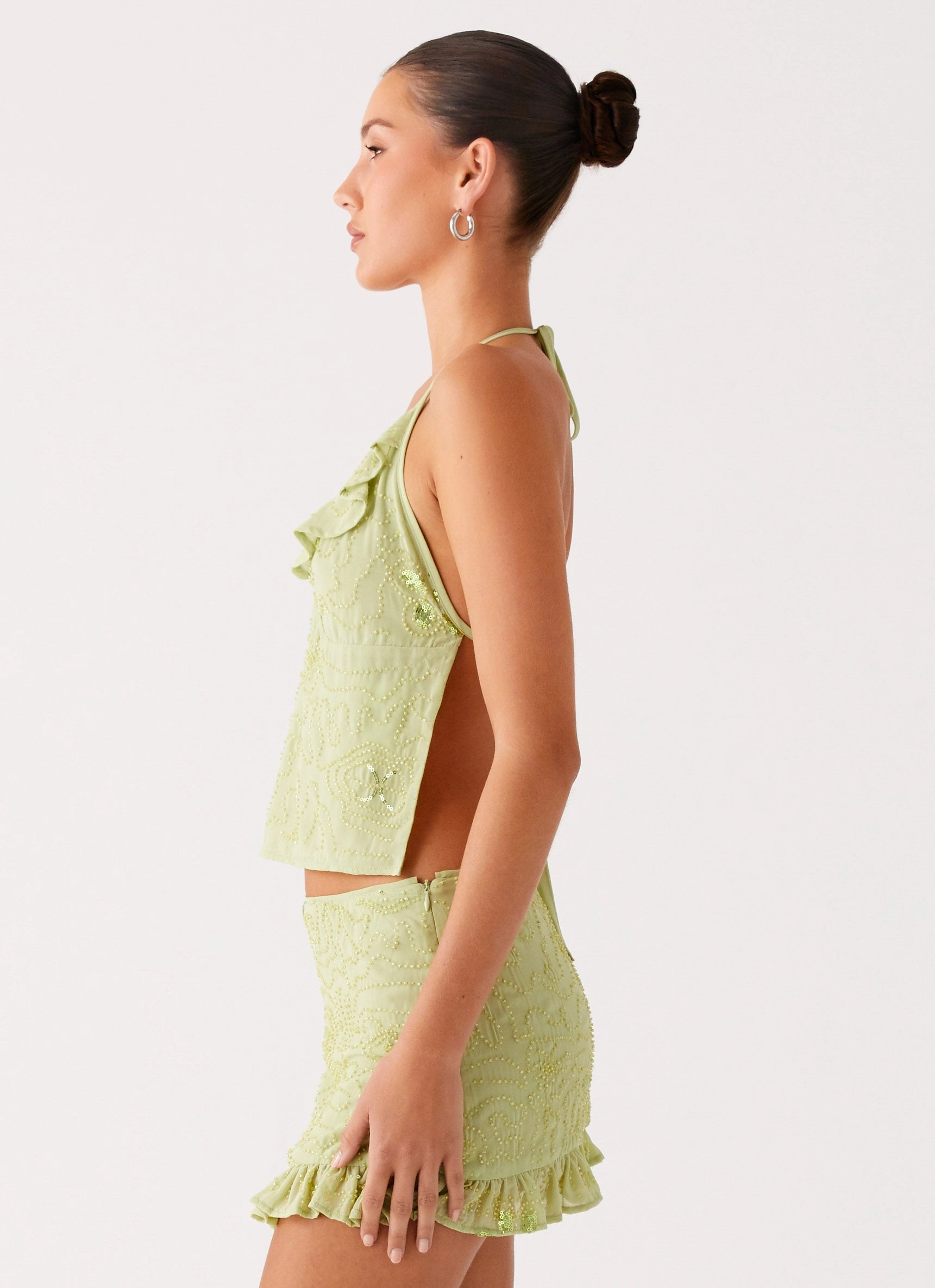 Seasonal Drop Savoir Beaded Halter Top - Mint