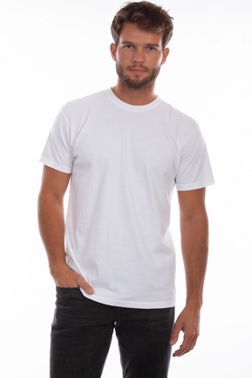 Scully Mens White 100% Cotton Crew S/S T-Shirt Advanced Moisture Management