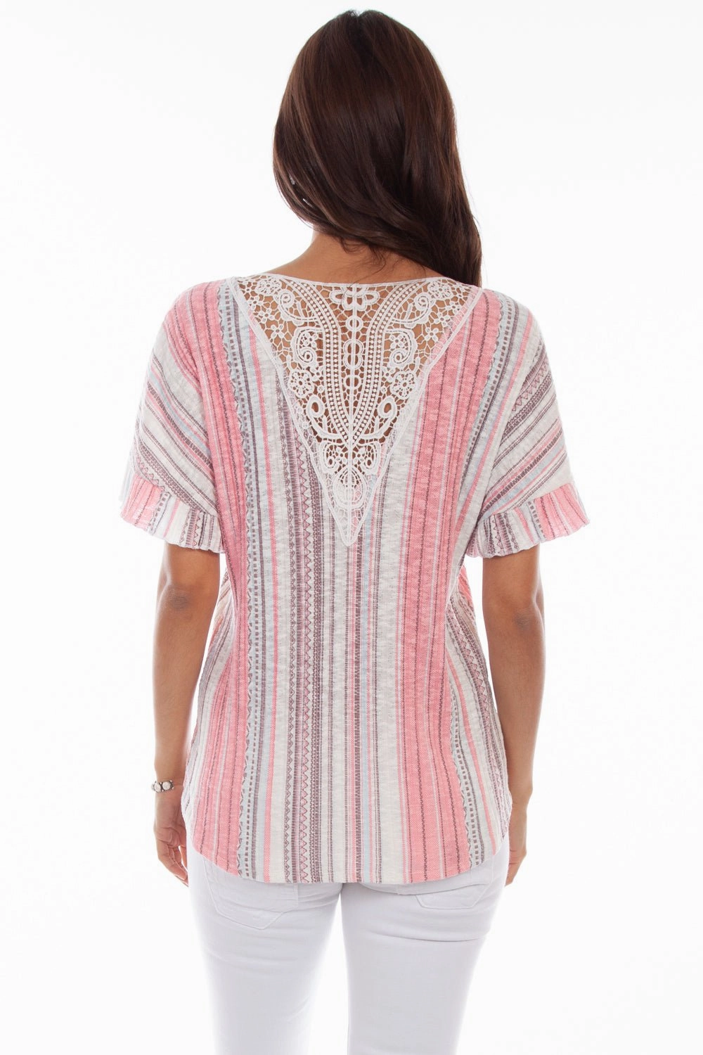 Scully Womens Clay/Coral Cotton Blend Tie Front S/S Blouse Graduation Attire