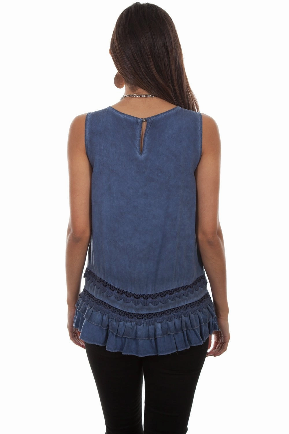 Scully Womens Indigo Rayon Scoop Neck S/L Tunic Moisture wicking