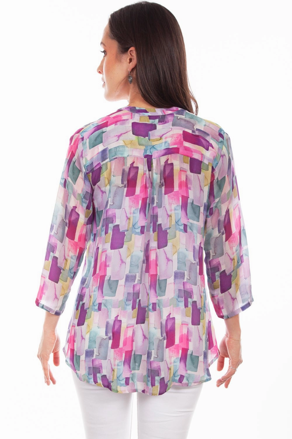 Breathable Layer Statement Maker Scully Womens Lavender Rayon Rectangular S/S Blouse