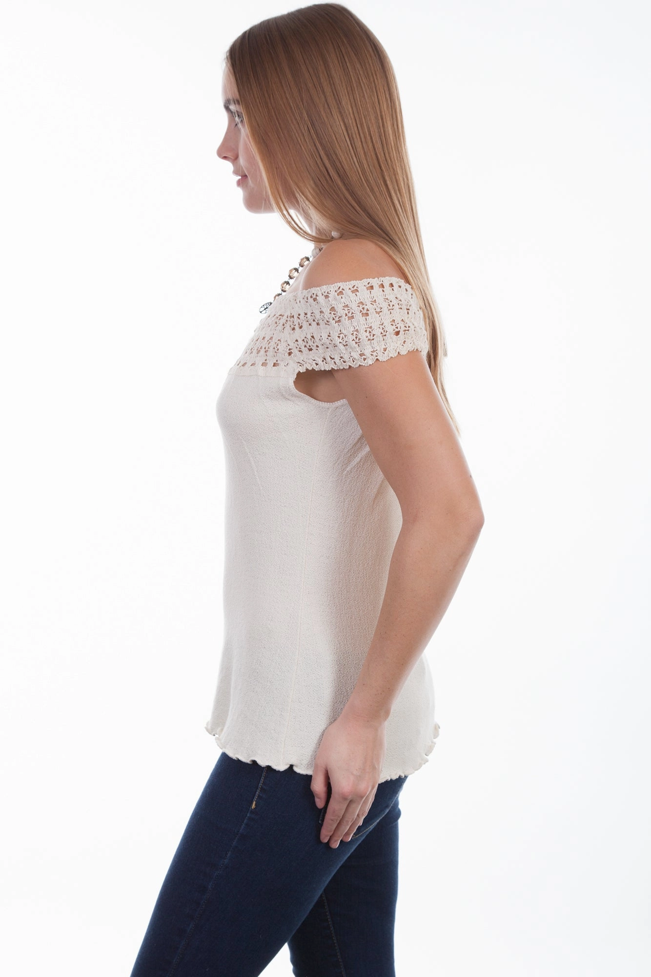 Chic Ensemble Scully Womens Natural 100% Cotton Crochet S/S Tunic