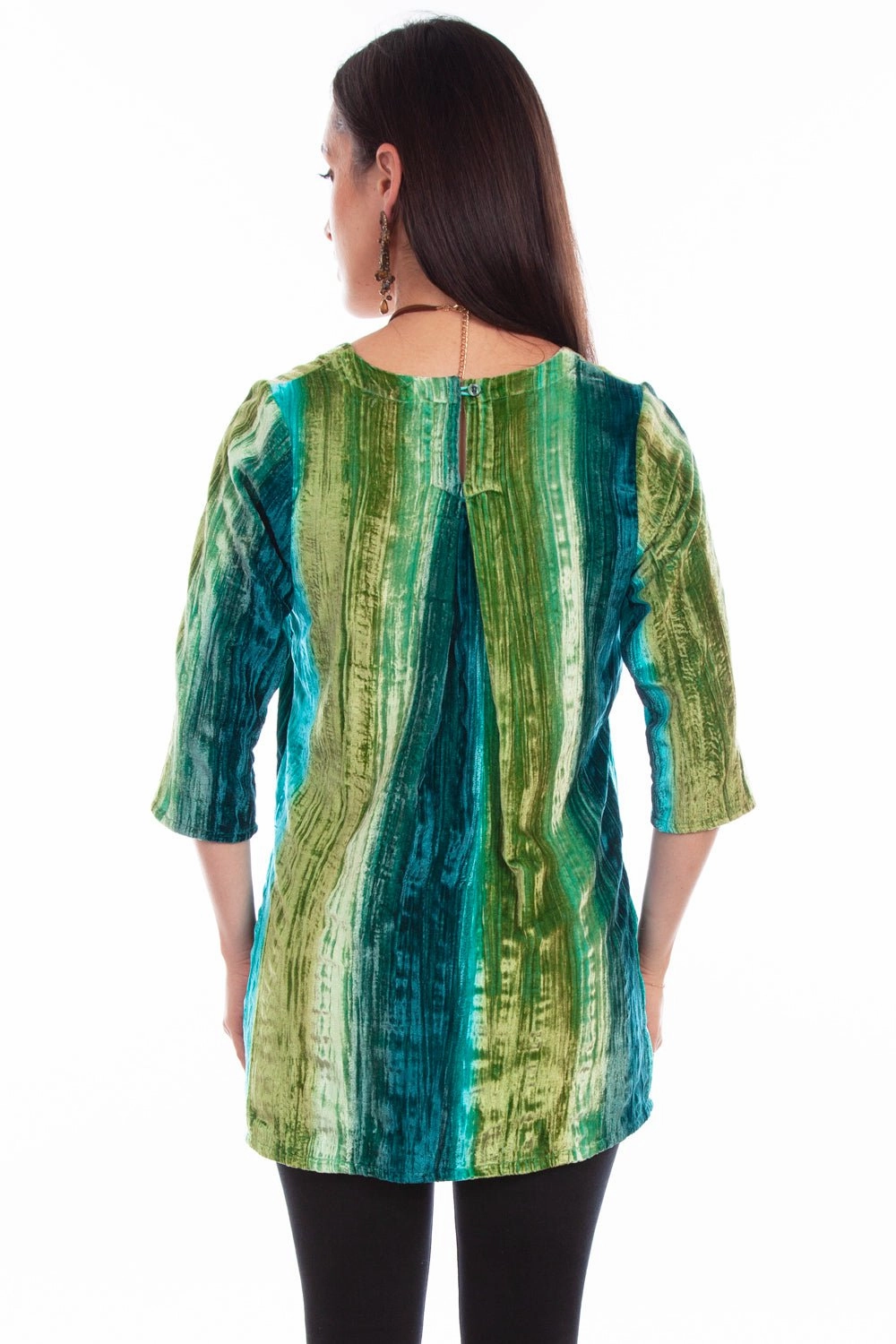 Scully Womens Vibrant Velvet Teal Nylon Viscose S/S Tunic Luxurious Feel
