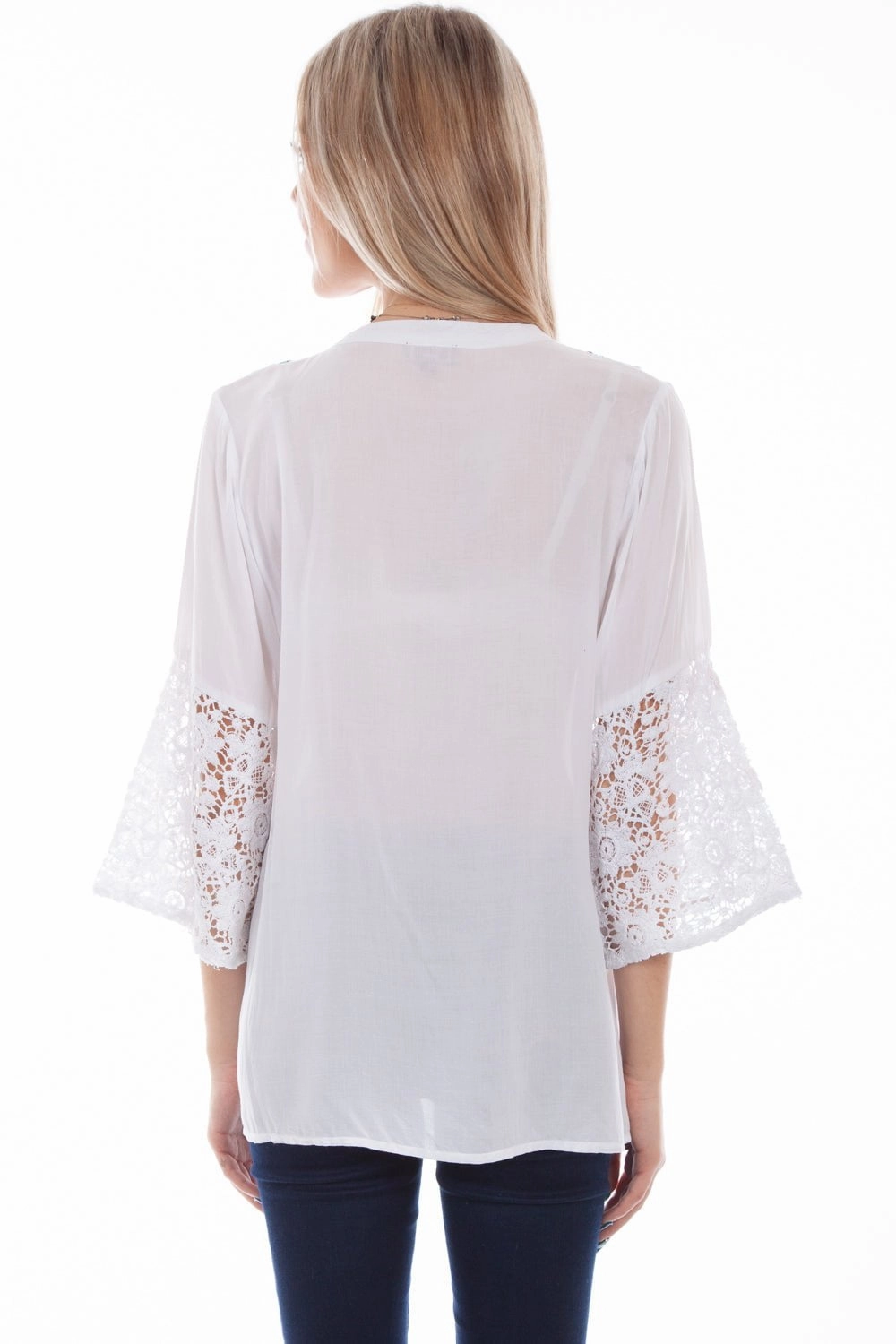 Must-Have Item Scully Womens White Viscose Crochet S/S Blouse