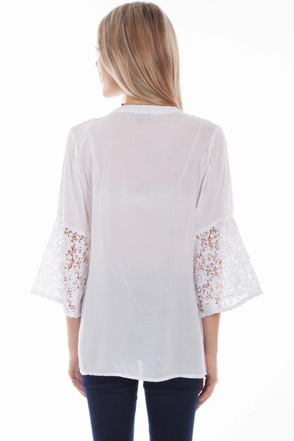 High-Quality Craftsmanship Scully Womens White Viscose Crochet S/S Blouse