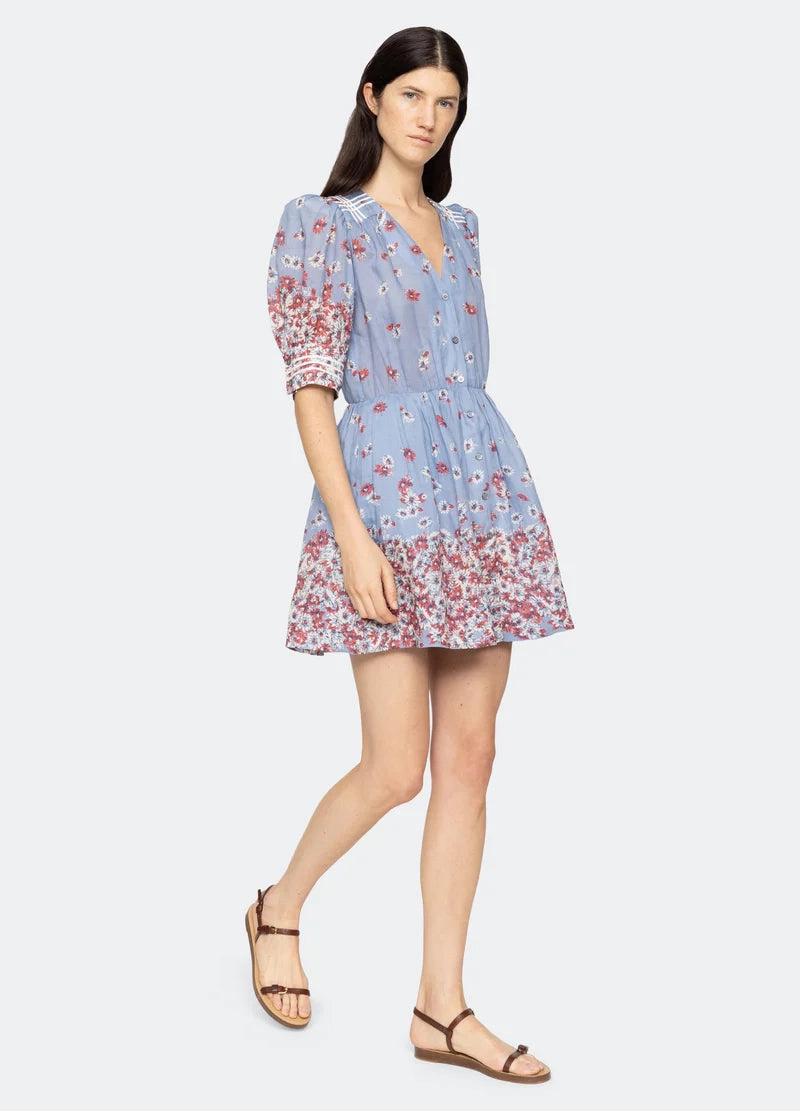 SEA NY Whitney Print Puff Sleeve Dress Daily Comfort Sleek Layer