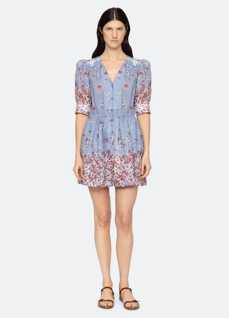 SEA NY Whitney Print Puff Sleeve Dress Daily Essential