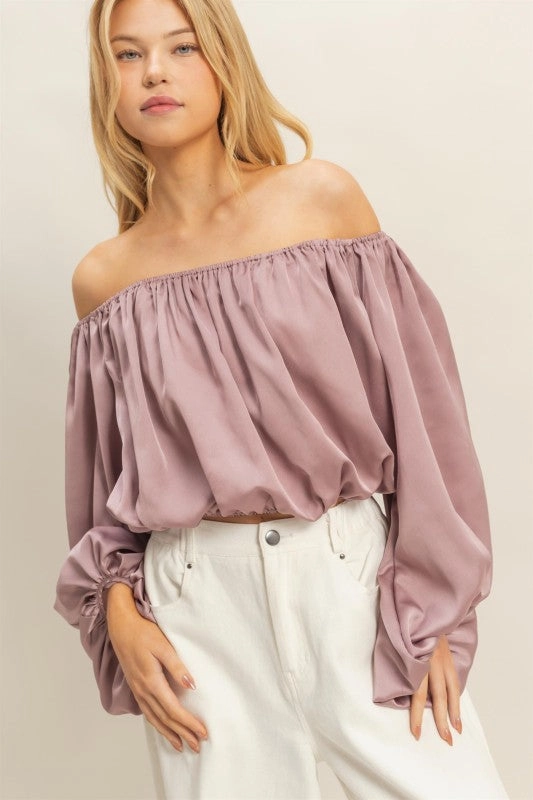 Ellie Elegant Off-shoulder Blouse With Balloon Sleeves NonChafingEdges