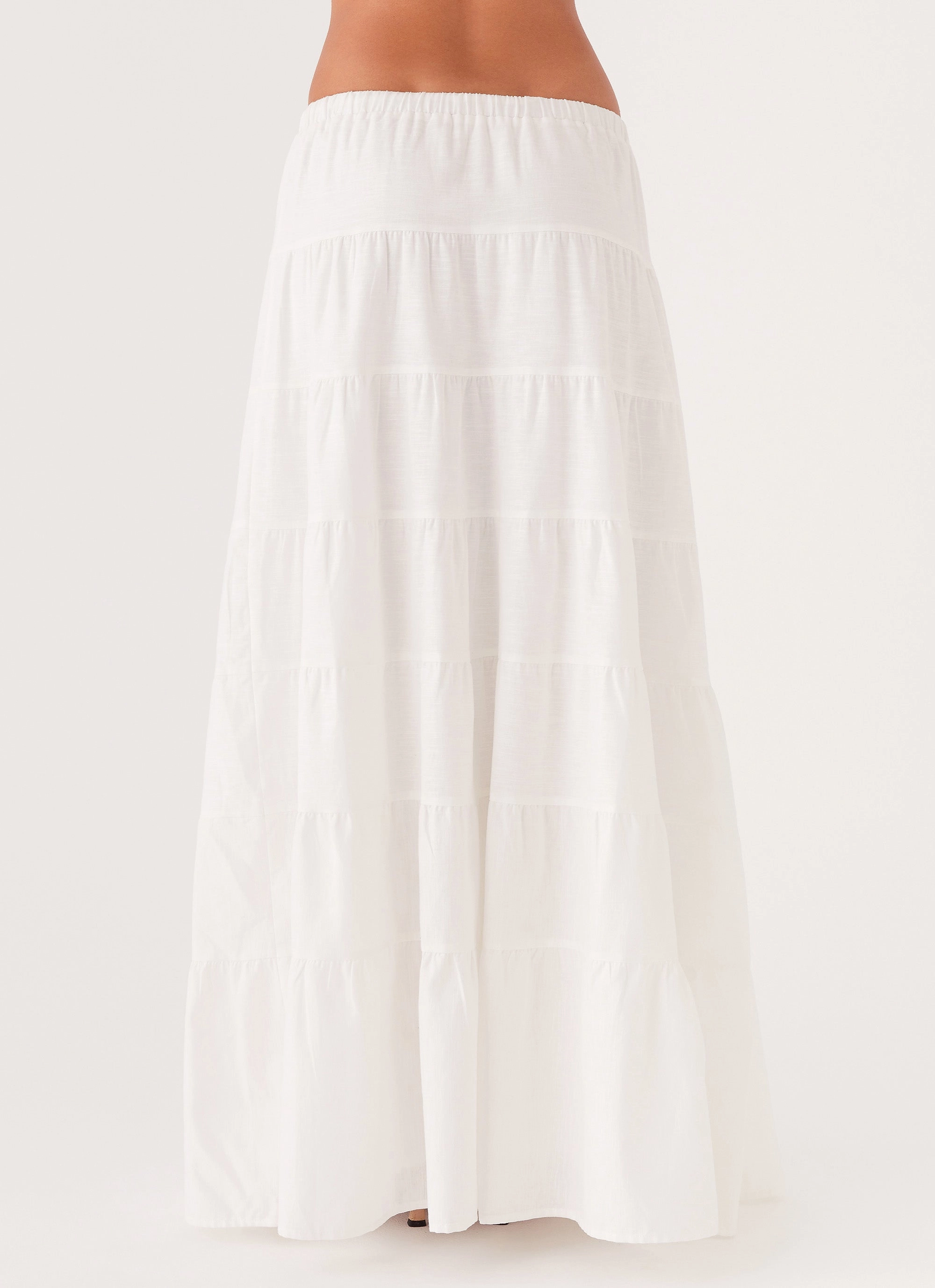 Mariella Linen Maxi Skirt - White Eco Friendly Nylon