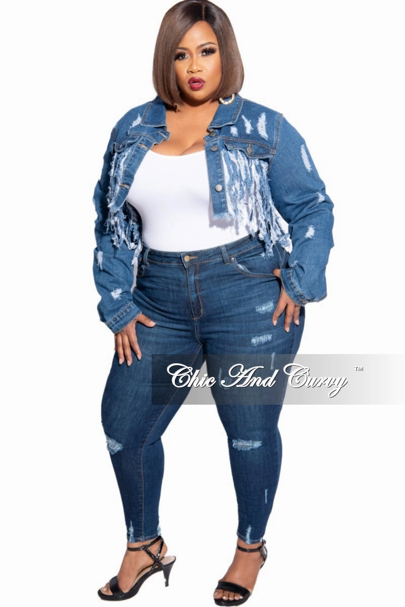 Daily Style Comfort waistband Final Sale Plus Size Spot Distressed Jean in Denim