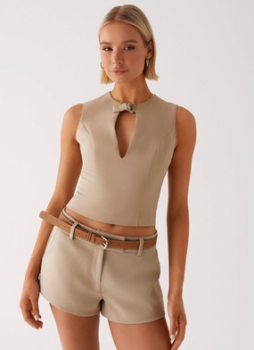 Bonny Mini Shorts - Brown sneaker venue