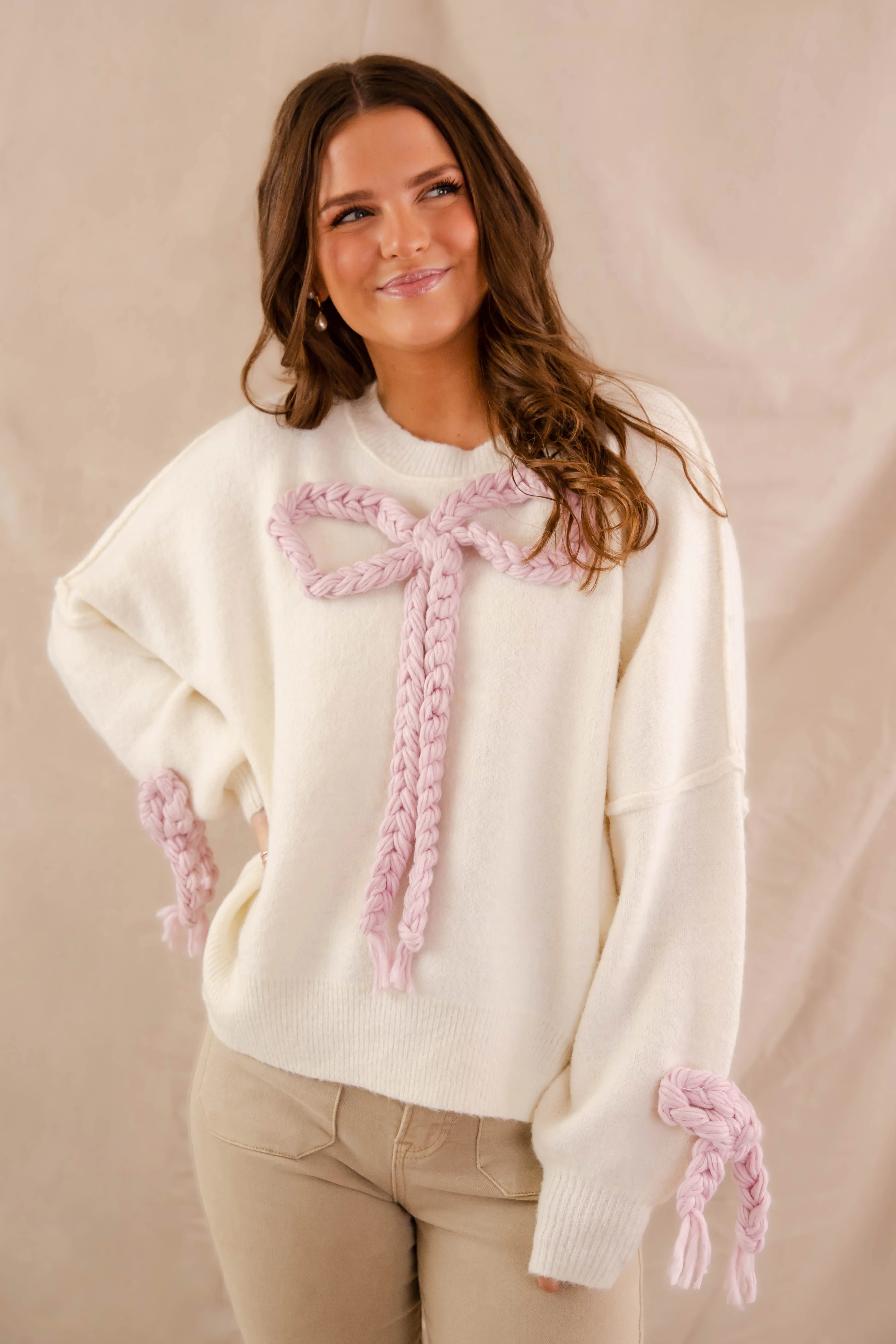 Searching For A Cowboy Sweater-Ivory Four Way Stretch Material