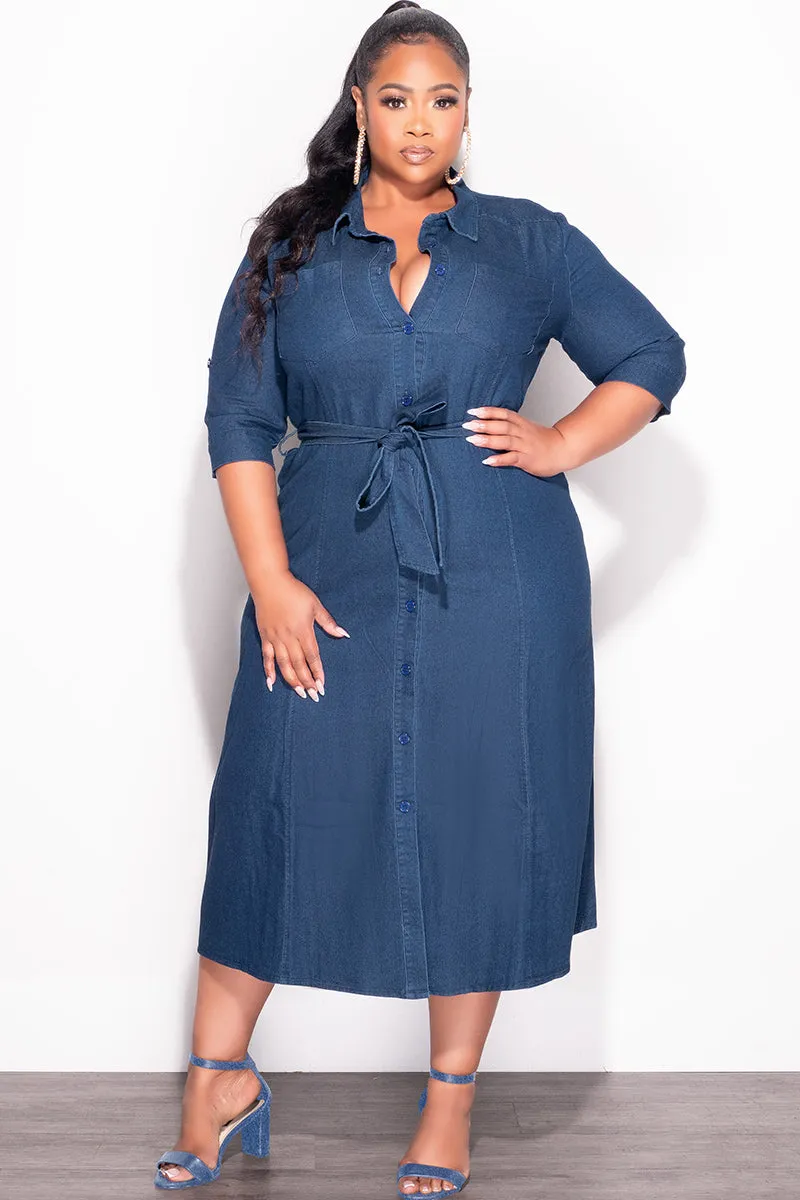 Durable Activewear Final Sale Plus Size Coat Dress in Dark Denim