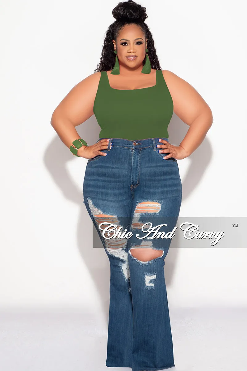 Final Sale Plus Size Camisole with Thick Straps in Army Green (Top Only) Shape Flex Chilly Day Comfort