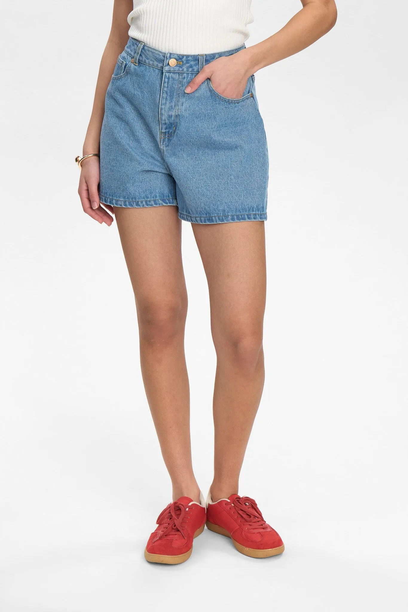 NUVIRGINIA DENIM SHORTS - Light Blue Denim Hygienic Inner Layer