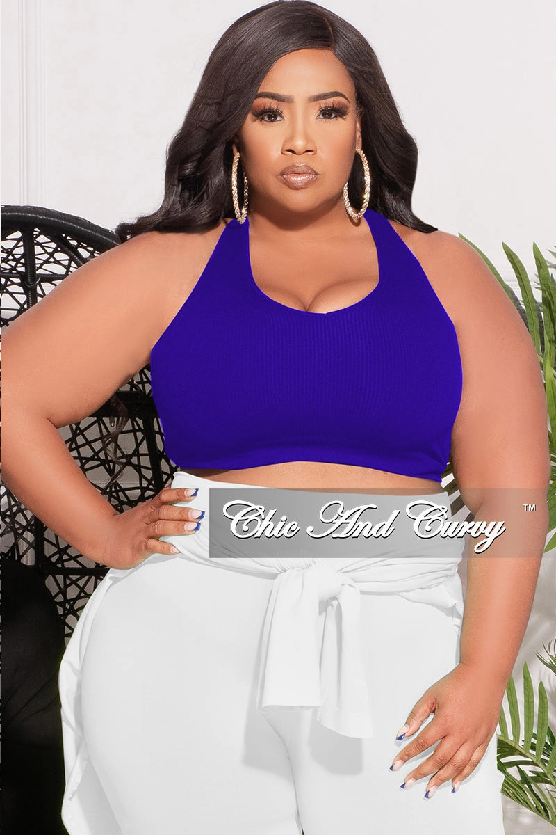 ThermalInsulation Final Sale Plus Size Ribbed Racerback Tank Top in Bright Blue