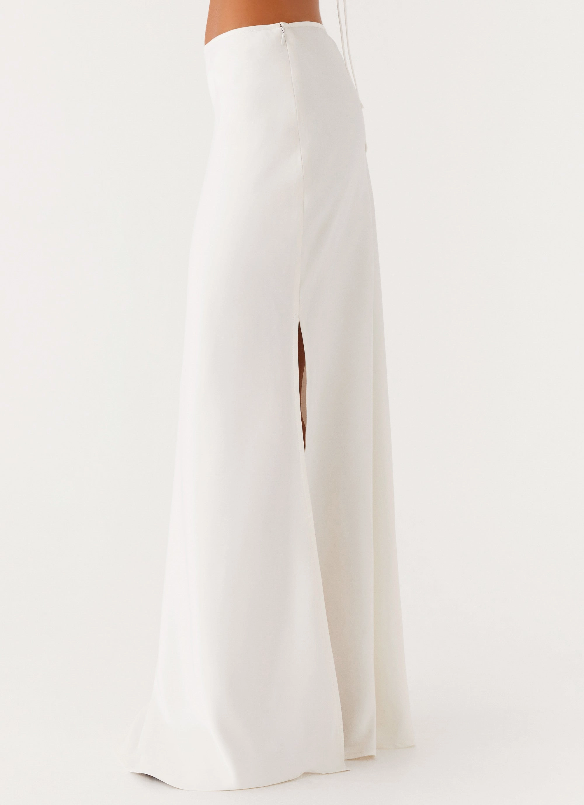 Bonded Edge Detailing Rash Guard Technology Mina Satin Maxi Skirt - White
