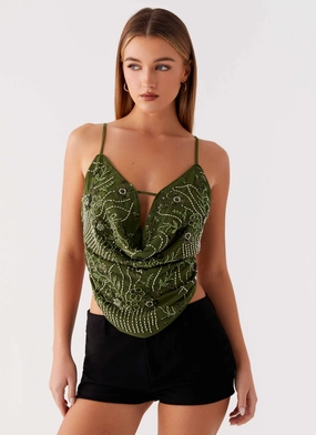 Sedonia Top - Khaki Adjustable Hem Stretchy Top