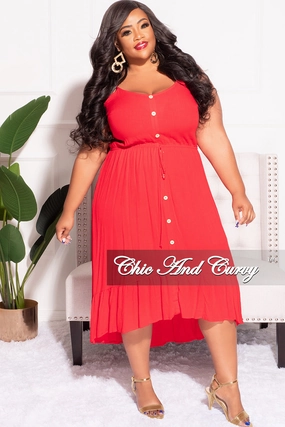 Final Sale Plus Size Spaghetti Strap Dress in Red Cozy Feel