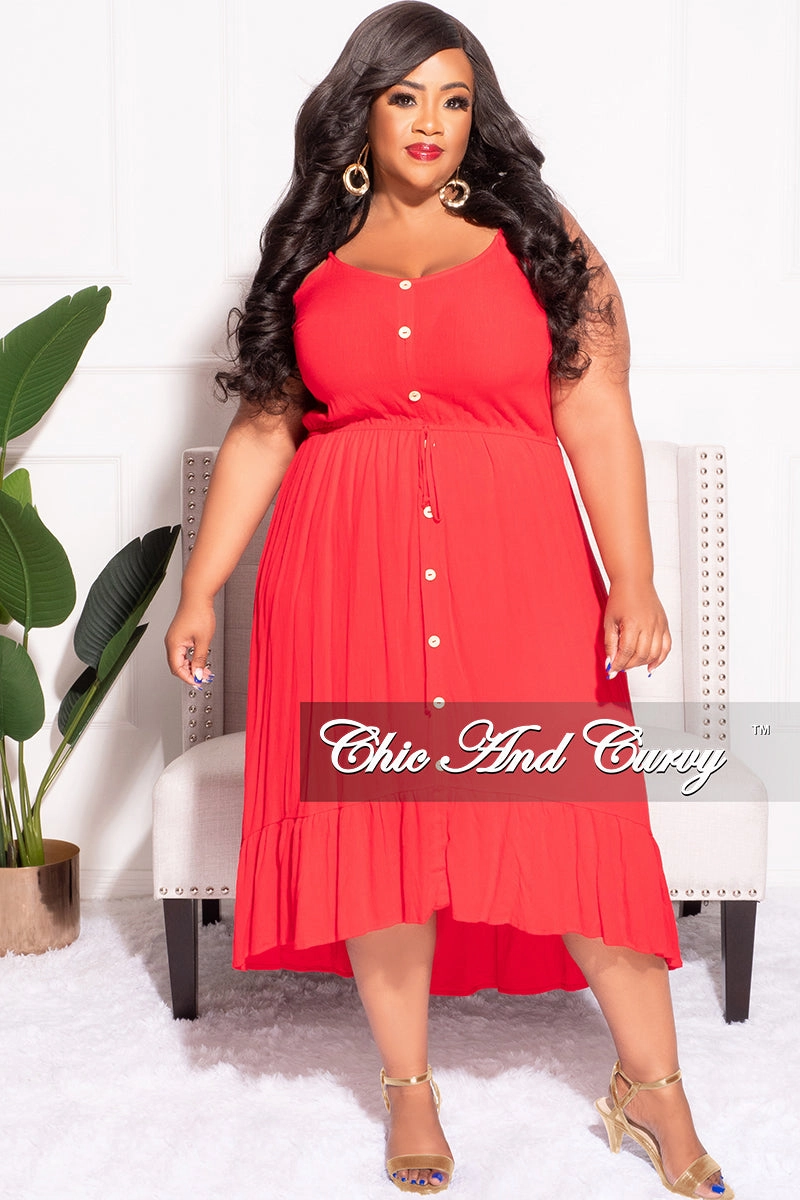 Final Sale Plus Size Spaghetti Strap Dress in Red Cool Weather